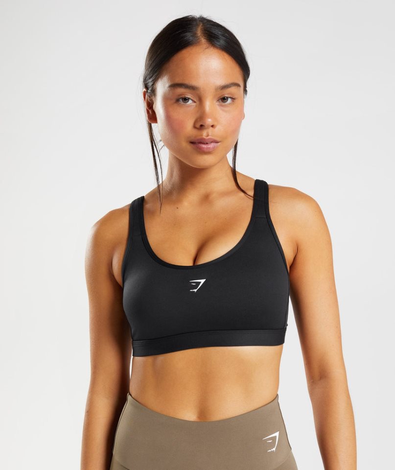 Staniki Sportowe Gymshark Fraction Damskie Czarne | PL 871LPR